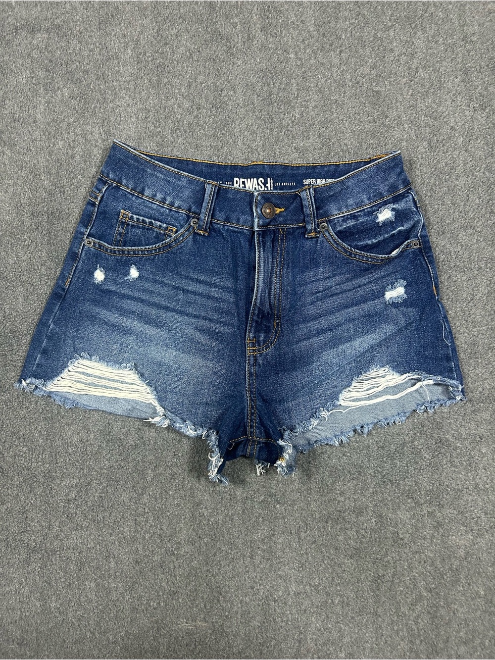 REWASH Distressed Medium Wash Denim Shorts